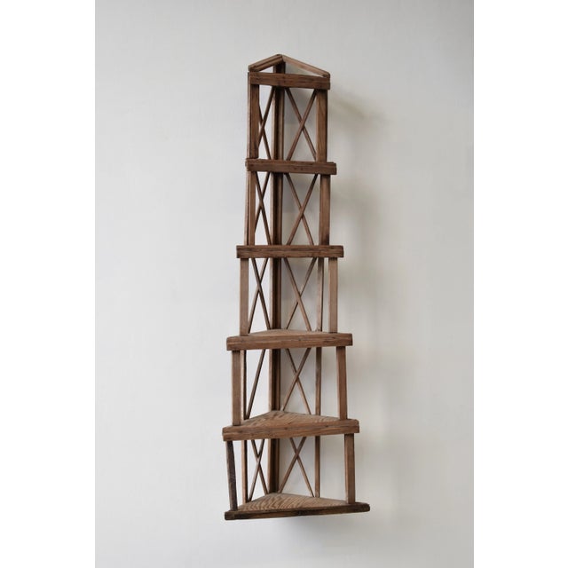 Vintage Folk Art Stepped Lattice Corner Shelf, Circa 1940s For Sale - Image 4 of 16