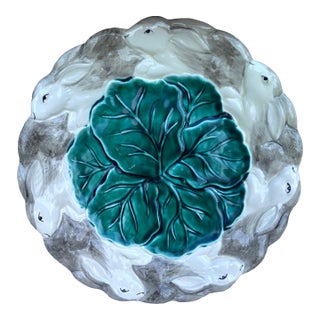 Modern Majolica Rabbit Plate Haldon For Sale