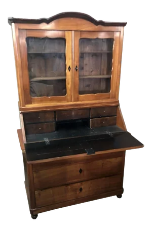 Antique Early 19c Biedermeier Austrian Country Secretary Bookcase Desk