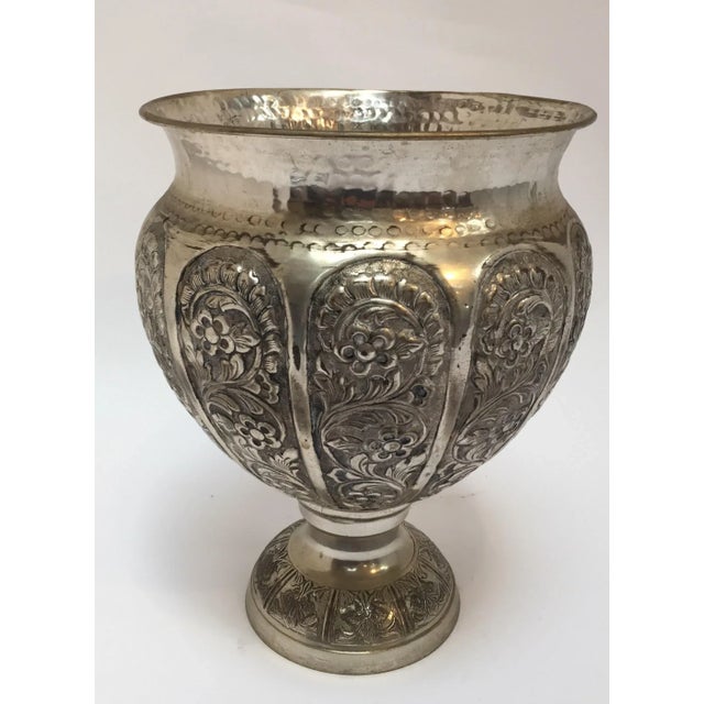 Late 20th Century Anglo-Raj Style Silvered Footed Vase For Sale - Image 5 of 13