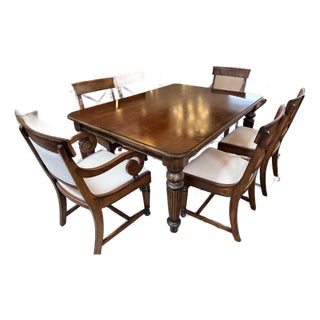 Hickory Chair Company Empire Style Extension Dining Room Table + Six Chairs, Set For Sale