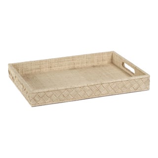 Lazarev Woven Raffia Serving Tray, Small For Sale