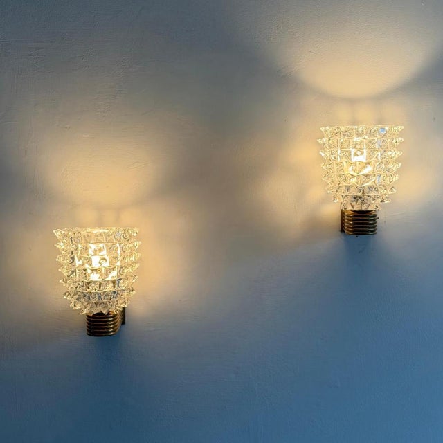 Rostrato Glass Wall Sconces by by Ercole Barovier for Barovier & Toso, 1940s, Set of 2 For Sale - Image 6 of 18