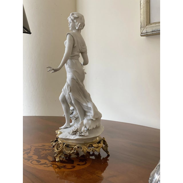 Vintage Italian Biscuit Porcelain & Bronze Figurine by Barbella For Sale - Image 4 of 18