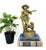 Charming 20th century brass hunting figure modeled after Victorian English doorstops, featuring a young huntsman with...