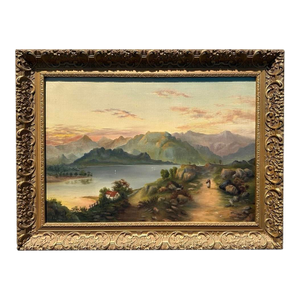 19th-Century English Landscape Oil Painting by E. Law, 1891 — Framed