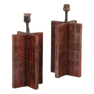 Contemporary Mica Covered Table Lamps in the Manner of Jean-Michel Frank - a Pair For Sale