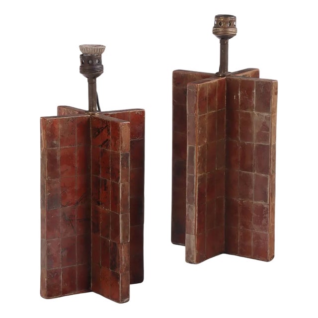 Contemporary Mica Covered Table Lamps in the Manner of Jean-Michel Frank - a Pair For Sale