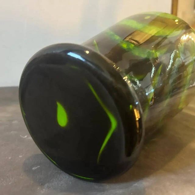 A 1970s Carlo Moretti Space Age Green, Brown and Black Opaline Vase For Sale - Image 9 of 11