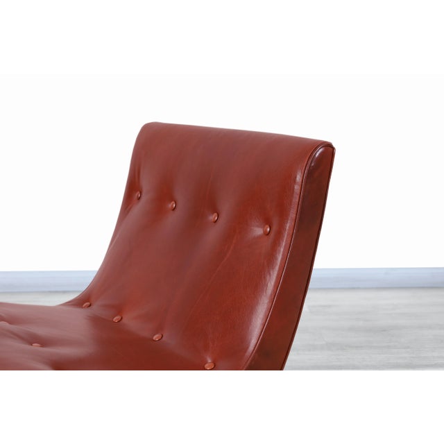 Burgundy Mid-Century Leather and Iron "Scoop" Lounge Chairs by Milo Baughman, 1950s For Sale - Image 8 of 13
