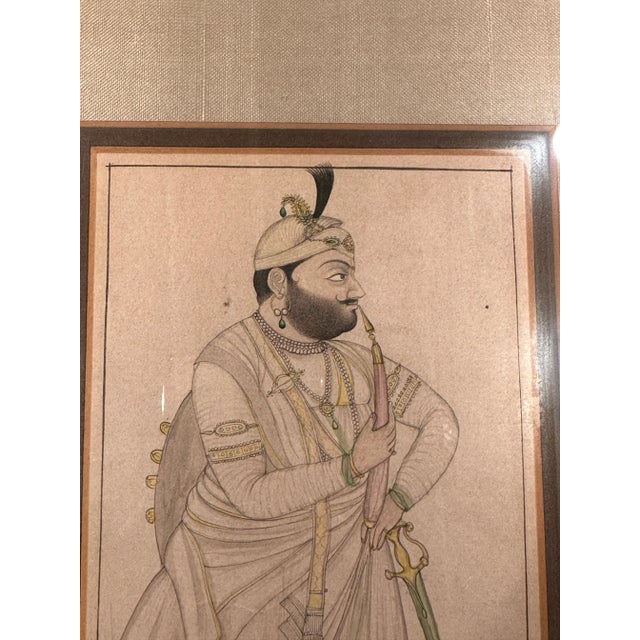 Late 18th to Early 19th Century Mughal Portrait Painting, Framed For Sale - Image 4 of 6