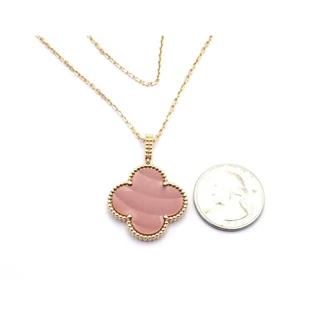 Van Cleef & Arpels Magic Alhambra Carnelian Pendant Long Rose Gold Necklace For Sale In Philadelphia - Image 6 of 13