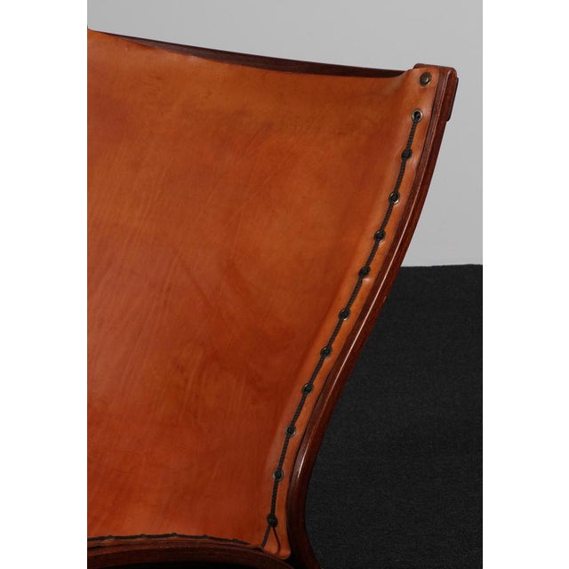 Danish Lounge Chair in Beech and Butthide Leather, 1970s For Sale - Image 6 of 9