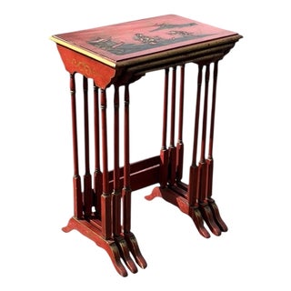 Edwardian Red Nesting Tables, Set of 3 For Sale