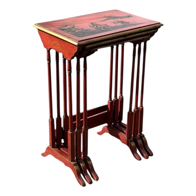 Edwardian Red Nesting Tables, Set of 3 For Sale