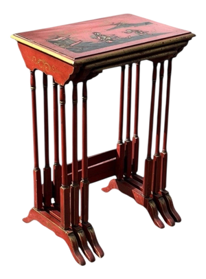 Edwardian Red Nesting Tables, Set of 3
