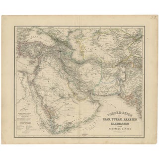 Map of Arabia and Asia Minor and Caucasus by Perthes, 1858 For Sale