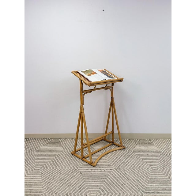 Vintage Rattan Wicker Easel Podium Art Stand Coastal Boho Hollywood Regency For Sale - Image 4 of 13
