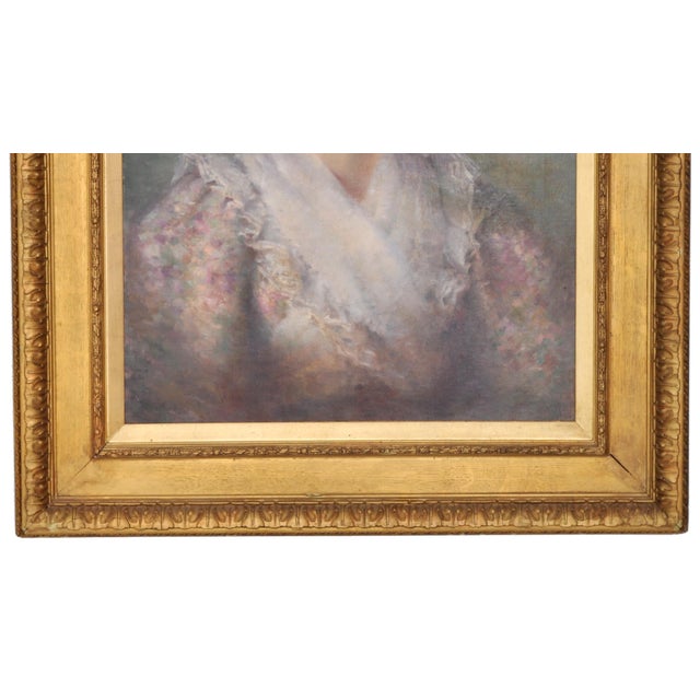 Paint Antique 19th Century American Impressionist Female Portrait Painting, circa 1890 For Sale - Image 7 of 11