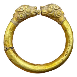Bochic "Vintage" Solid 18K Gold Lion Bangle, Original, Origin Afghanistan