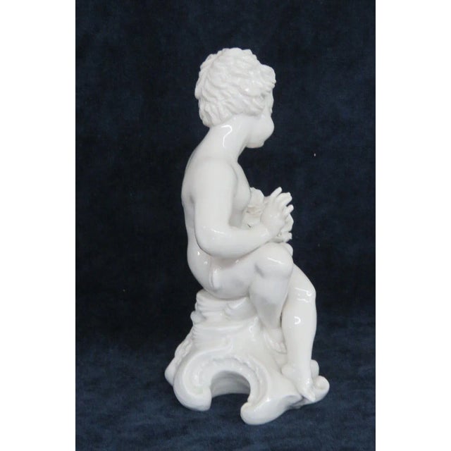Porcelain White Cherub Sculpture Figurine Made in Italy For Sale - Image 11 of 12
