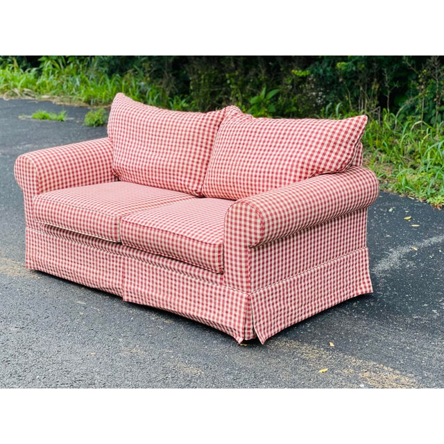 Vintage Red & White Buffalo Plaid Sofa Chairish