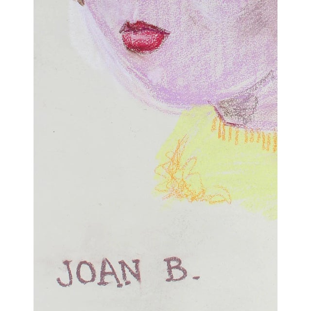 Modern Rip Matteson "Joan B." Portrait Illustration of Girl With Red Lipstick in Pastel, Circa 1945 Circa 1945 For Sale - Image 3 of 5