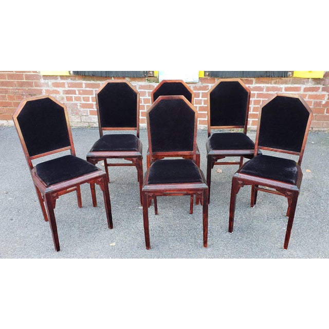 Set 6 1920s Antique Art-Deco Period Birch Wood Dining Room Cafe Side
