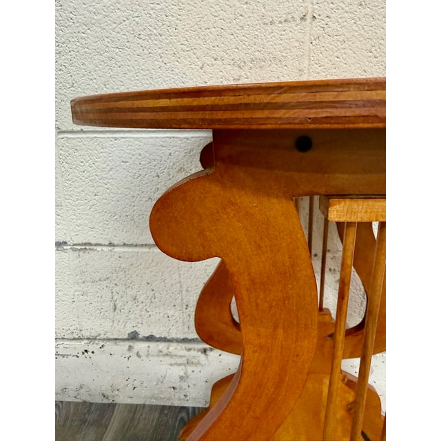 Signed Studio Crafted Arts and Crafts Style Lyre Harp Base Side Table For Sale - Image 10 of 10