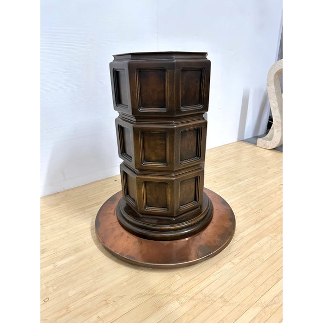 1960s Mid 20th Century Widdicomb Walnut Table With Copper Pedestal For Sale - Image 5 of 9