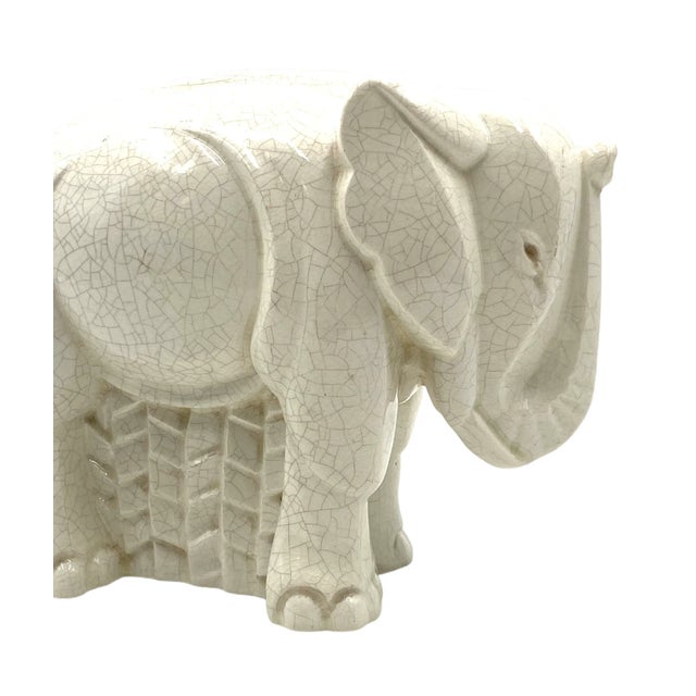 Circa 1930 Charles Lemanceau Art Deco Cubist Elephant Craquelé Figurine For Sale - Image 11 of 13