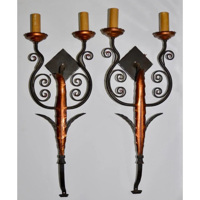 Traditional Set of Four Iron & Sheet Metal Wall Sconces C.1920s For Sale - Image 3 of 5