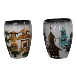 Vintage Sascha Sasha Brastoff Asian Village Vases - a Pair