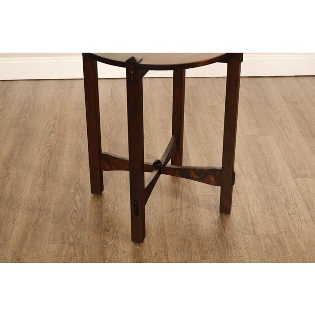 Wood Studio Arts And Crafts Style Round Accent Table With Burl Wood Top For Sale - Image 7 of 18