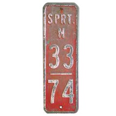 Vintage1950s Embossed Metal Firehouse Station Sign For Sale