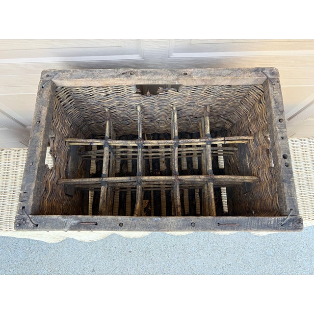 Gray Early 20th-Century French J. Damoy Wicker Wine Crate For Sale - Image 8 of 17