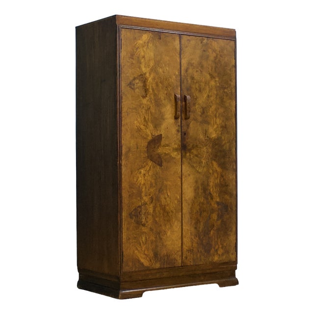 Art Deco Compact Wardrobe in Walnut, 1930s For Sale