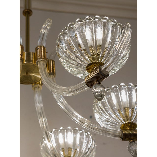 Mid-Century Murano Glass 6-Light Chandelier attributed to Archimede Seguso for Seguso Vetri d'Arte, 1940s For Sale - Image 12 of 14