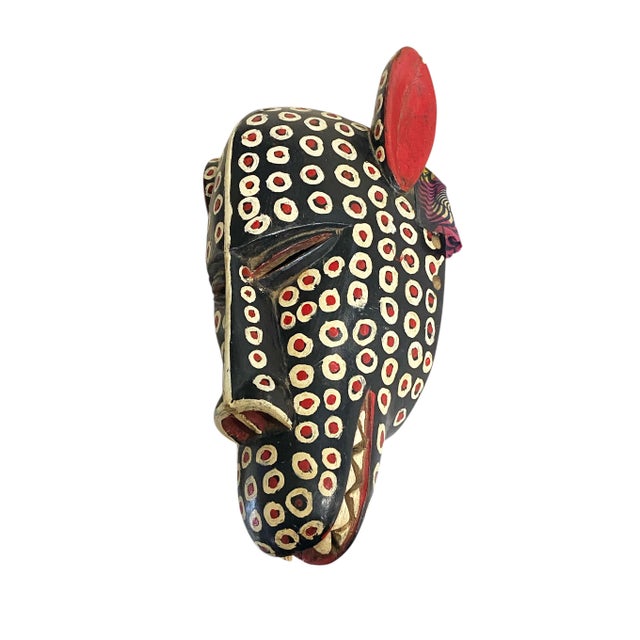 Vintage African Colorful Leopard Mask Bozo Bamana 16" H For Sale In New York - Image 6 of 9