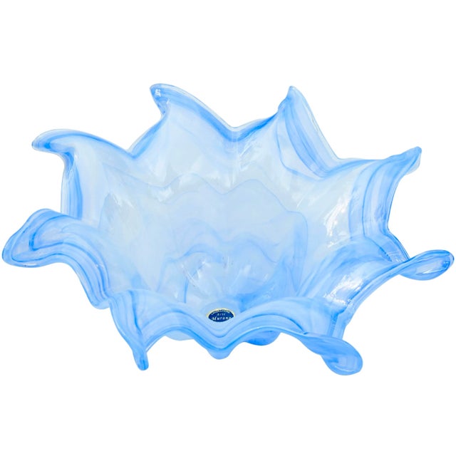 Mid 20th Century Lavorazione Arte Murano Art-Glass Centerpiece With Blue Hues For Sale In New York - Image 6 of 8