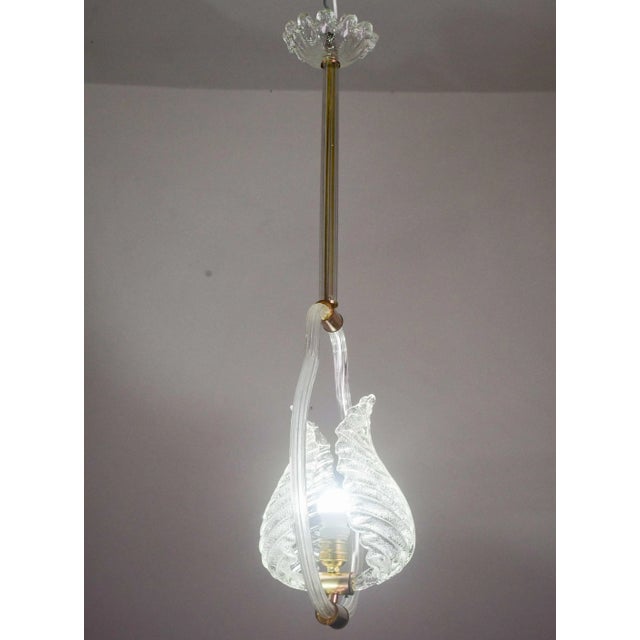 Lovely Transparent Art Decò Barovier E Toso Pendant Light Murano Glass, 1940s For Sale - Image 11 of 14