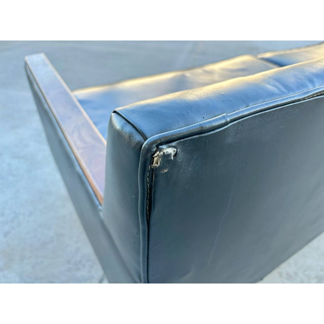 Mid Century Walnut & Vinyl Sofa For Sale - Image 9 of 12