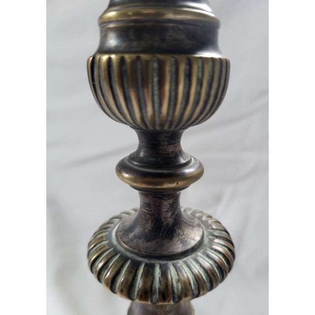 19th Century French Baroque Revival Brass Altar Pricket Candlesticks, Set of 2 For Sale - Image 4 of 6