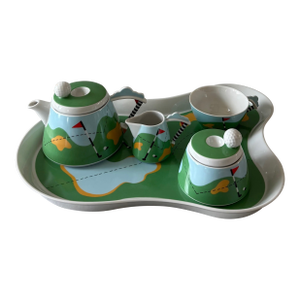 Vintage Karlovarsky Porcelain Thun Studio Novelty Golf Tea Set