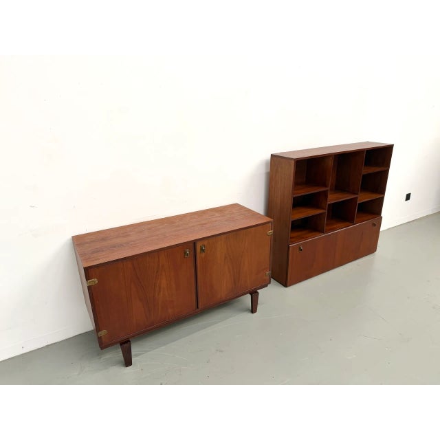 Bookcase Sideboard in Teak and Brass, 1960s For Sale - Image 11 of 18