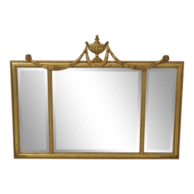 Ethan Allen Adam Design 3 Panel Gold Over Mantle Mirror For Sale - Image 12 of 12