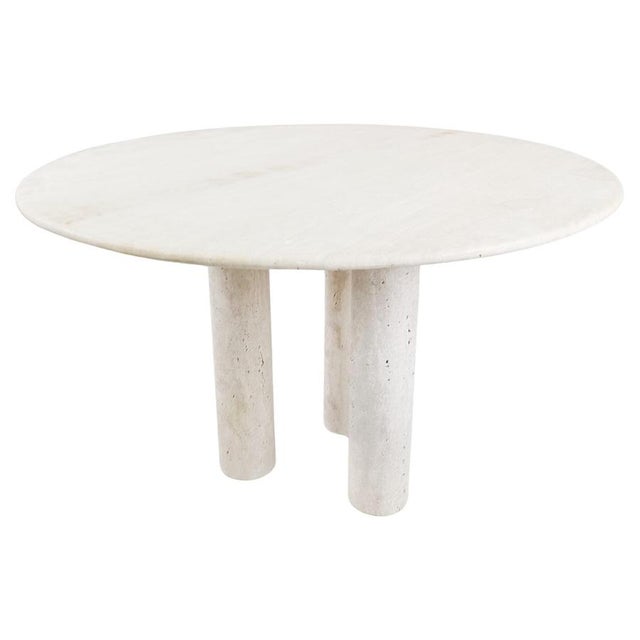 Italian Round Travertine Dining Table, 1970s For Sale - Image 11 of 11