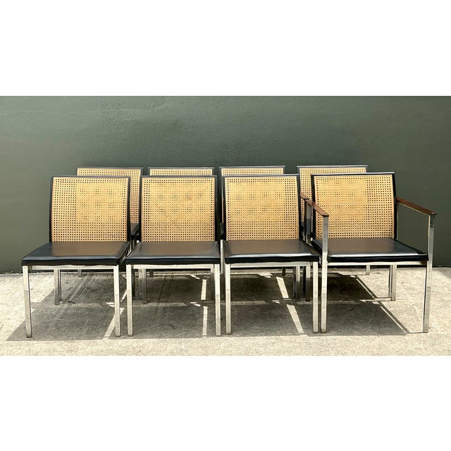 Vintage Paul McCobb for Lane Chrome and Cane Dining Chairs - Set of 8 For Sale - Image 9 of 12