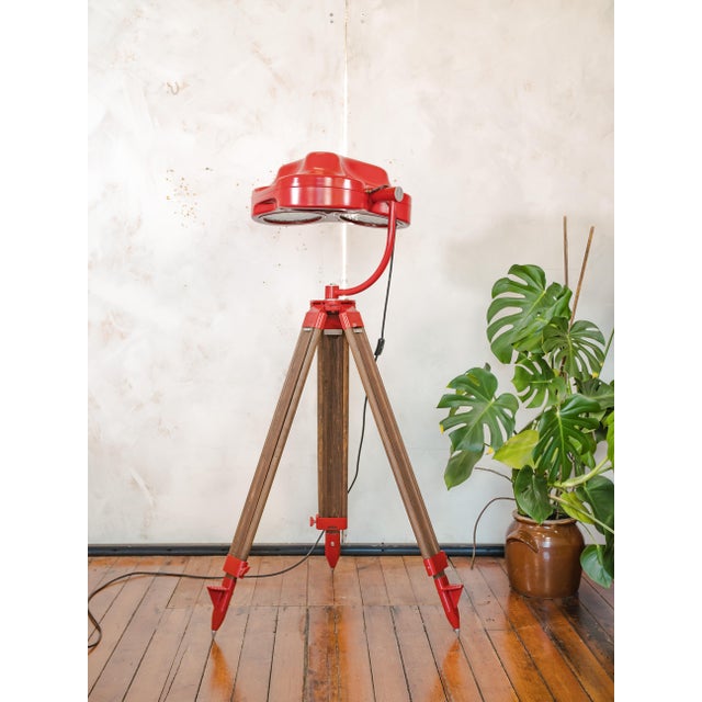 Surgical Hospital Spotlight Floor Lamp on Wooden Tripod from Heraeus Hanaulux, 1990s For Sale - Image 3 of 16