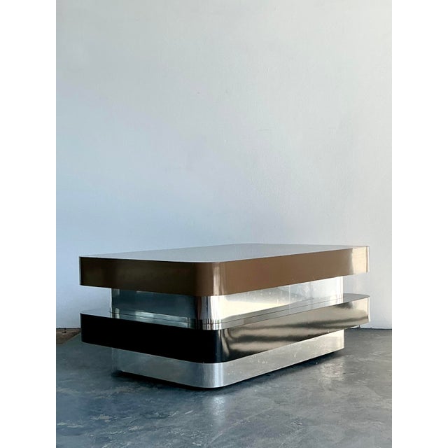 Contemporary Vintage 80s Stacked Laminate Coffee Table For Sale - Image 3 of 12